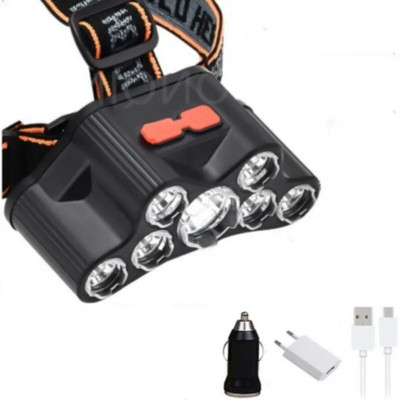 7 LED Snažna LED prednja svjetiljka USB punjiva LED prednja svjetiljka Super svijetla prednja svjetiljka Vodootporna svjetiljka za kampiranje Rad