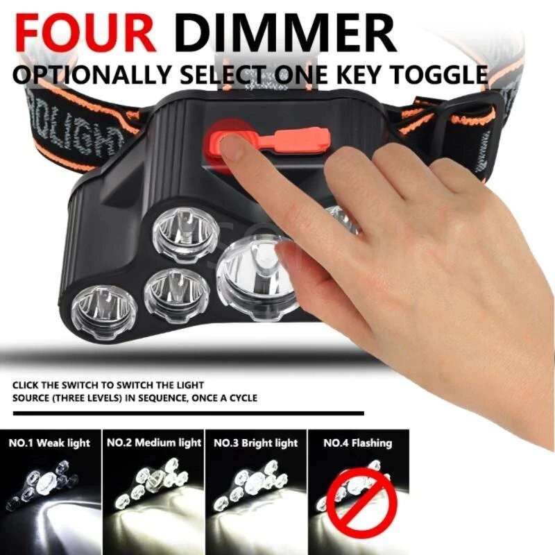 7 LED Snažna LED prednja svjetiljka USB punjiva LED prednja svjetiljka Super svijetla prednja svjetiljka Vodootporna svjetiljka za kampiranje Rad