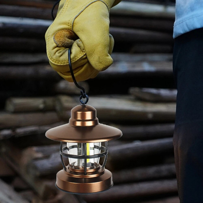 Vintage svjetiljka za kampiranje Lanterna za vanjsko planinarenje Kampiranje Prijenosna rasvjeta Lampioni LED svjetiljka za viseći šator na baterije