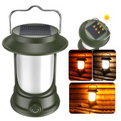 Újratölthető kempinglámpás hideg és meleg fény fokozatmentes tompítása kültéri sátorlámpa Hordozható lámpa napelemes töltéssel