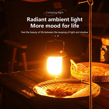 Акумулаторен фенер за къмпинг Безстепенно затъмняване на студена и топла светлина Лампа за външна палатка Преносима лампа със слънчево зареждане
