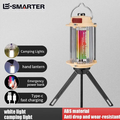 Prijenosna LED svjetiljka za kampiranje Viseća svjetiljka s mogućnošću prigušivanja Vanjska vodootporna rasvjeta Šator za pecanje Svjetlo u nuždi sa tronošcem i kukom