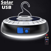 Solar Camping Light újratölthető távirányítós LED kempinglámpás mágneses erős fényű hordozható sátor lámpák munkavilágítás