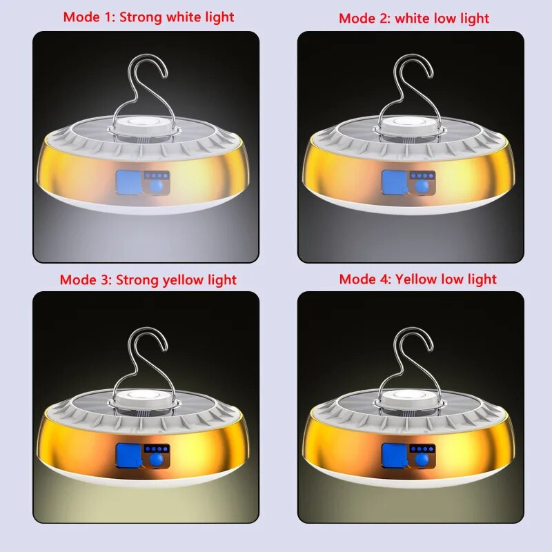 Solar Camping Light újratölthető távirányítós LED kempinglámpás mágneses erős fényű hordozható sátor lámpák munkavilágítás