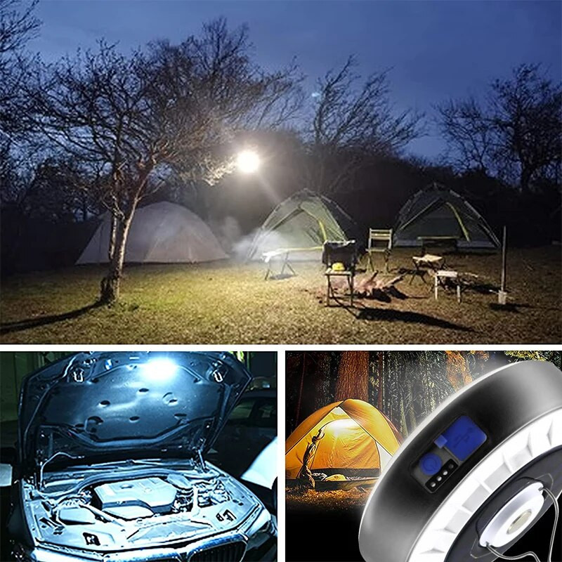Solar Camping Light újratölthető távirányítós LED kempinglámpás mágneses erős fényű hordozható sátor lámpák munkavilágítás