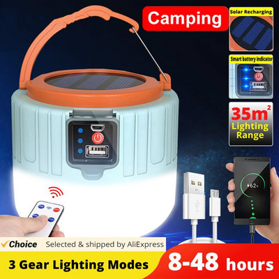 Z30 Високомощна соларна LED къмпинг светлина USB акумулаторна крушка за външна палатка Лампа Преносим фенер Аварийни светлини за къмпинг