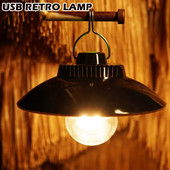 Retro kempinglámpás USB újratölthető LED sátorlámpa vízálló kempinglámpa kültéri kerti függőlámpa utcai út fűnyíró lámpa
