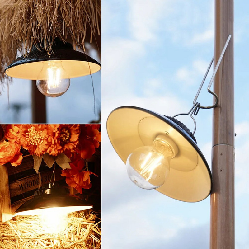 Retro kempinglámpás USB újratölthető LED sátorlámpa vízálló kempinglámpa kültéri kerti függőlámpa utcai út fűnyíró lámpa