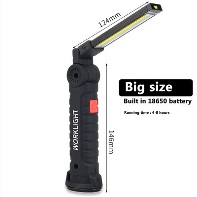 5 üzemmódú USB újratölthető villanólámpa COB zseblámpa hátsó mágneses munkalámpák hordozható kempinglámpás LED munkalámpa zseblámpa