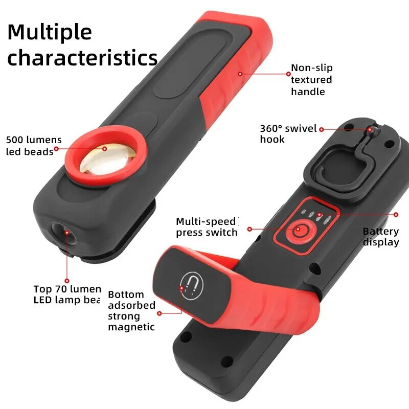Autó részletező eszközök Autófestés lámpa szkennelés Örvény mágneses markolat többfunkciós autójavító munkalámpa 500LM 2400mAh USB