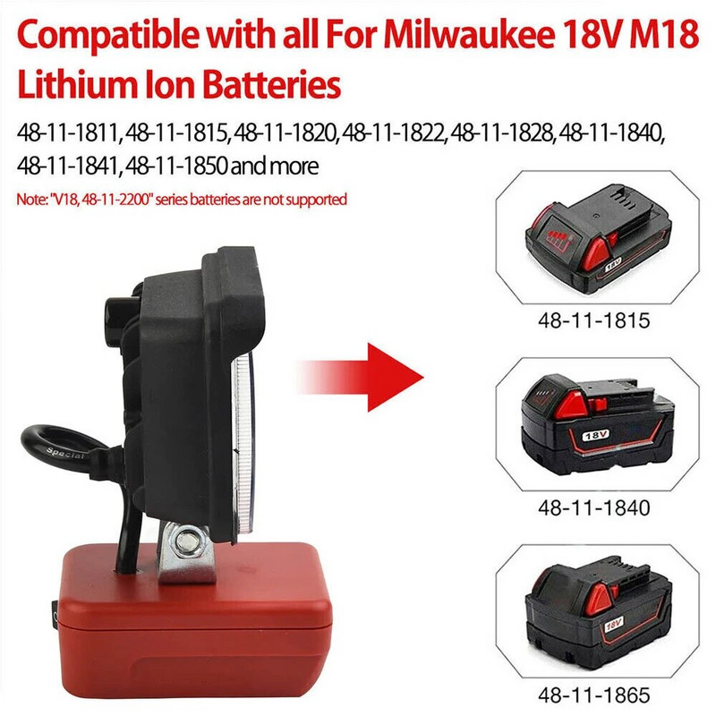 Za Milwaukee Lithium M18 20V baterije LED radno svjetlo 3 inčna svjetiljka Prijenosna reflektorska svjetiljka za hitne slučajeve Lampa za kampiranje Reflektor