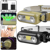 E2 Snažna svjetiljka za pokrivala za glavu Senzor pokreta LED svjetiljka za čelo 1200 mAh USB glavna svjetiljka za trčanje, biciklizam, pecanje Svjetla