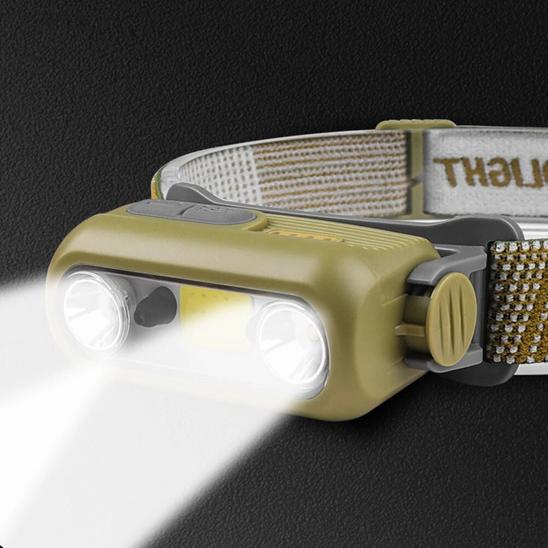 E2 Snažna svjetiljka za pokrivala za glavu Senzor pokreta LED svjetiljka za čelo 1200 mAh USB glavna svjetiljka za trčanje, biciklizam, pecanje Svjetla