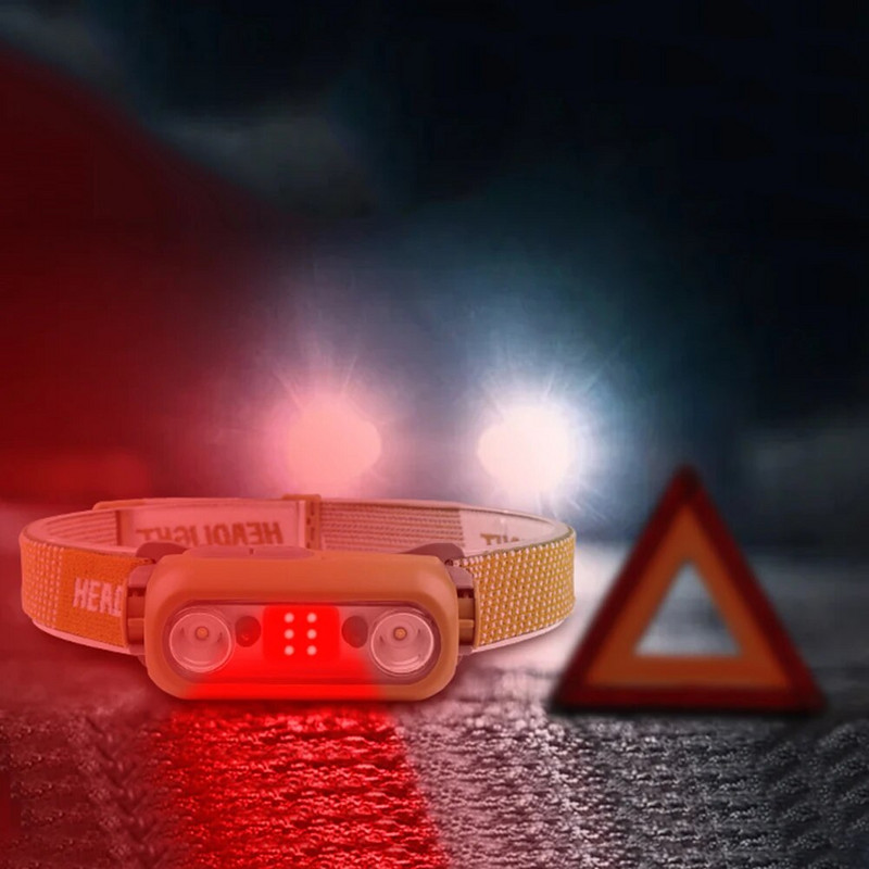 E2 Snažna svjetiljka za pokrivala za glavu Senzor pokreta LED svjetiljka za čelo 1200 mAh USB glavna svjetiljka za trčanje, biciklizam, pecanje Svjetla