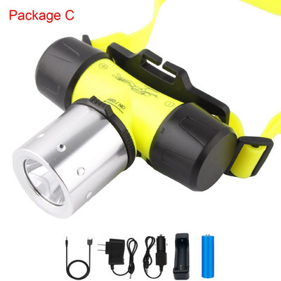 D2 T6 LED 3 režimų vandeniui atsparus nardymo priekinis žibintas povandeninio priekinio žibinto nardymo kostiumo įranga galvos žibintuvėlis žibintuvėlis žibintuvėlis