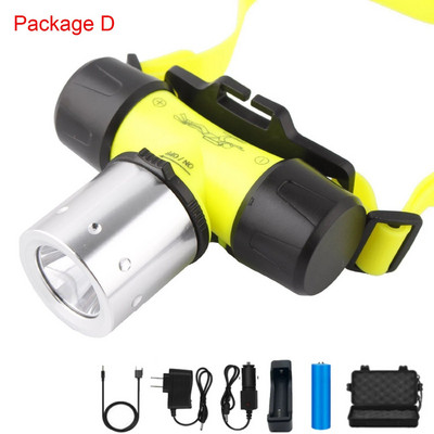 D2 T6 LED 3 režimų vandeniui atsparus nardymo priekinis žibintas povandeninio priekinio žibinto nardymo kostiumo įranga galvos žibintuvėlis žibintuvėlis žibintuvėlis