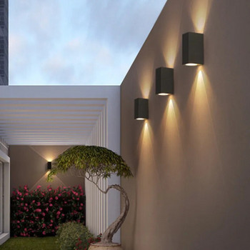 Външна LED Proch лампа Аплик Балконна светлина 5W 10W Алуминиева стенна лампа за градинска декорация 110V 220V