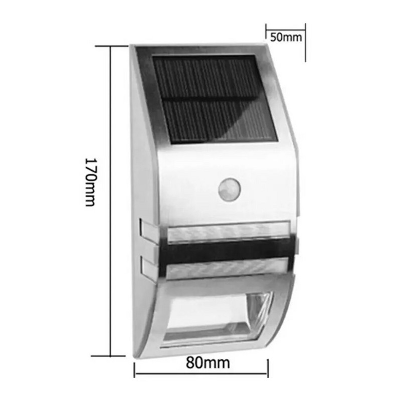 LED solarno svjetlo od nehrđajućeg čelika Vodootporni PIR senzor pokreta za rasvjetu vrta i dvorišta Vanjska zidna svjetiljka Crno srebrna