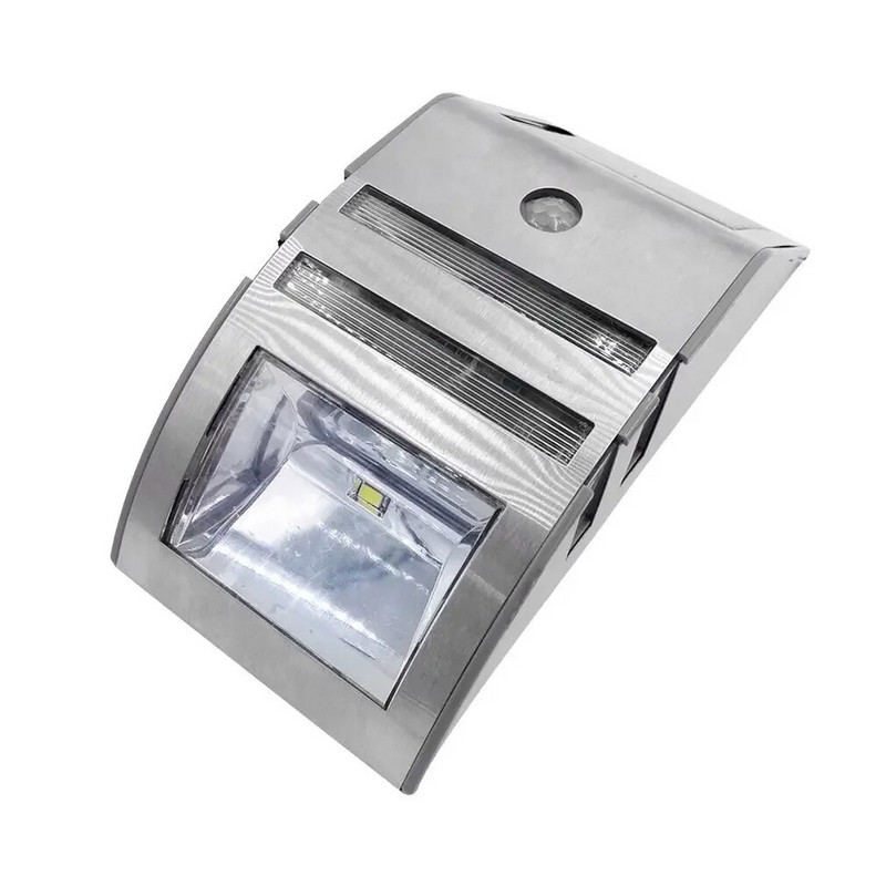 LED solarno svjetlo od nehrđajućeg čelika Vodootporni PIR senzor pokreta za rasvjetu vrta i dvorišta Vanjska zidna svjetiljka Crno srebrna