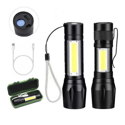 Lanternă portabilă cu LED, reîncărcabilă, cu zoom XP, lanternă cu bliț, lanternă, 3 moduri de iluminare, lumină pentru camping, mini lanterne cu led