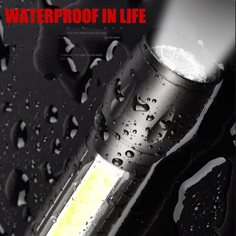 Prijenosna LED svjetiljka Zoom Focus Baterijska svjetiljka Punjiva USB lampa COB Ugrađena baterija Q5 Vodootporna svjetla za kampiranje