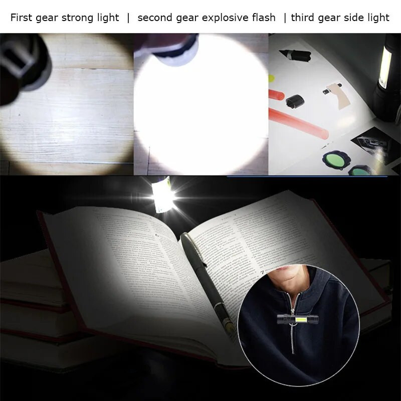 Prijenosna LED svjetiljka Zoom Focus Baterijska svjetiljka Punjiva USB lampa COB Ugrađena baterija Q5 Vodootporna svjetla za kampiranje