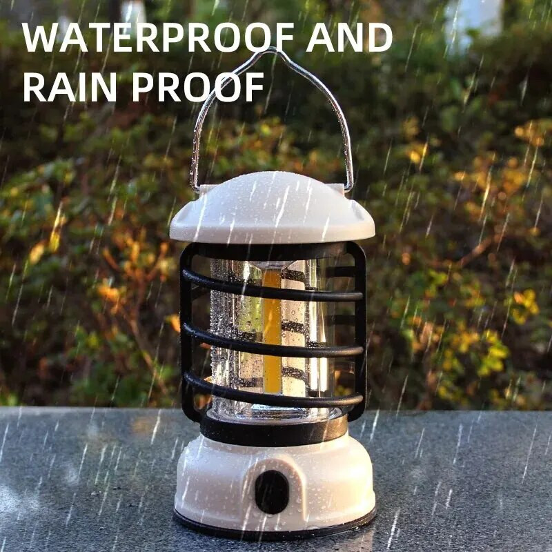 Lampa za kampiranje Retro viseća svjetiljka za šator Vodootporna svjetla za kampiranje s mogućnošću prigušivanja Baterija Svjetlo za hitne slučajeve Lampion za vanjsku upotrebu