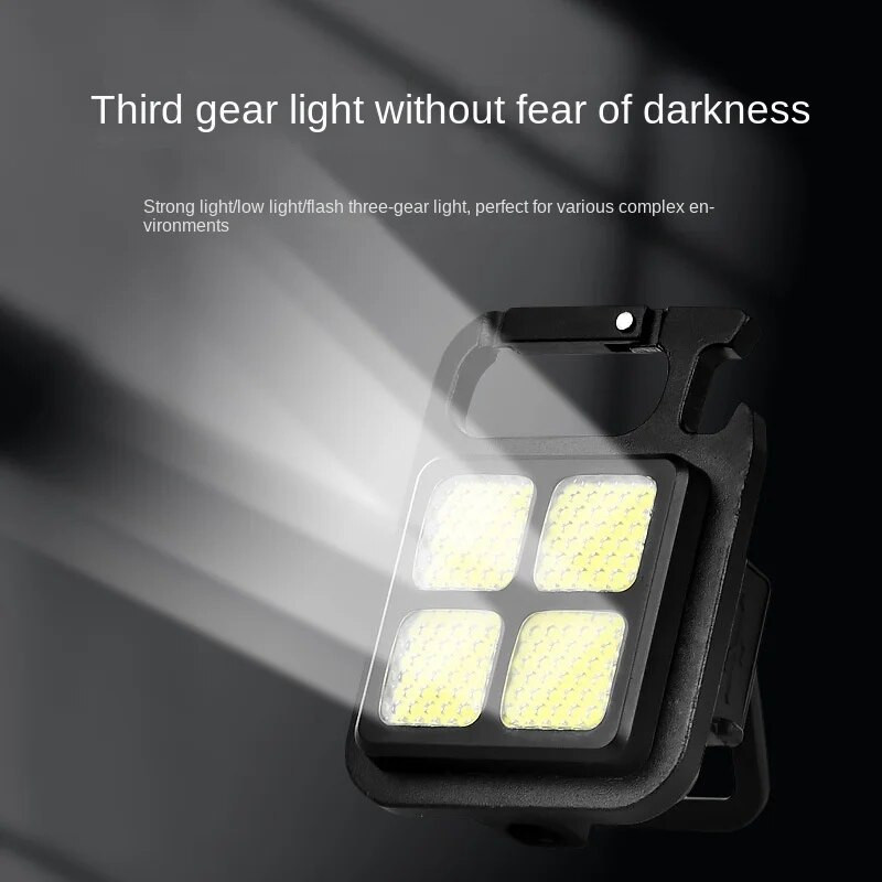 Nauja lauko kempingo daugiafunkcinė raktų pakabuko lempa USB įkrovimo burbuolė Stiprus žibintas alpinizmo vyno butelio atidarymas