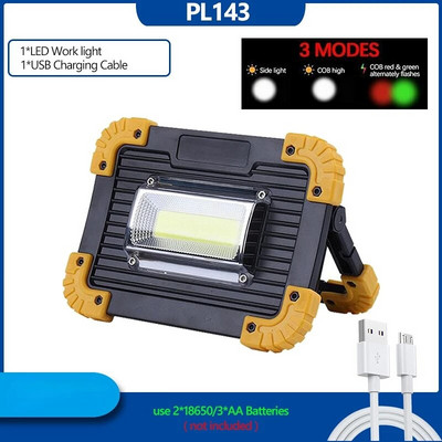100 W nešiojamasis LED prožektorius 3000LM itin ryškus LED darbinis žibintas, įkraunamas USB, skirtas 18650 lauko stovyklavimo lempai.