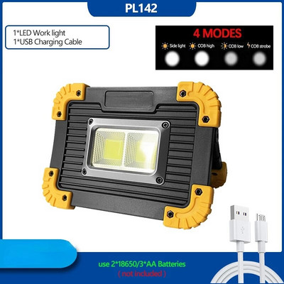 100 W nešiojamasis LED prožektorius 3000LM itin ryškus LED darbinis žibintas, įkraunamas USB, skirtas 18650 lauko stovyklavimo lempai.