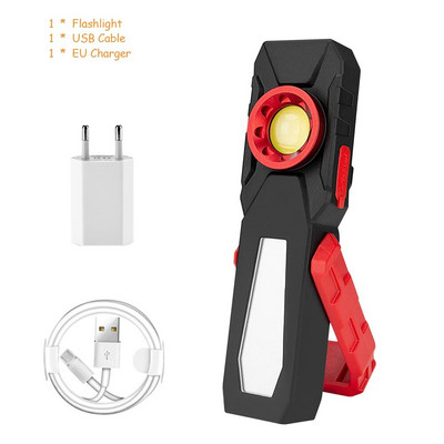 Magnetinė COB LED darbinė lemputė USB įkrovimo žibintuvėlis tikrinimo lemputė Patogus žibintuvėlis nešiojamas žibintas su kabliu mobiliuoju maitinimo bloku