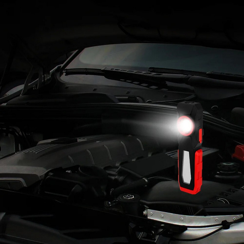 Magnetinė COB LED darbinė lemputė USB įkrovimo žibintuvėlis tikrinimo lemputė Patogus žibintuvėlis nešiojamas žibintas su kabliu mobiliuoju maitinimo bloku