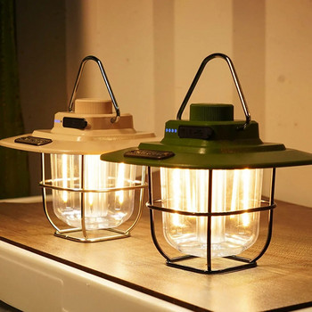 LED декоративни висящи светлини Водоустойчиво ретро къмпинг осветление Type-c Зареждане с кука Индикатор за батерията за пътуване на открито
