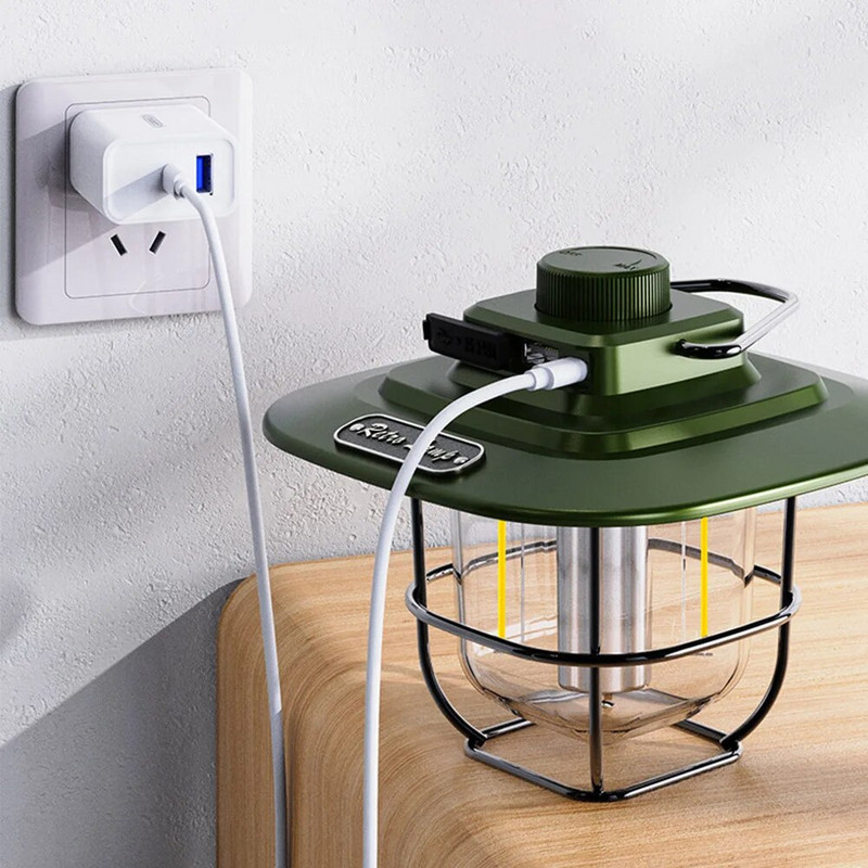 LED dekorativna viseća svjetla Vodootporna retro rasvjeta za kampiranje Tip-c Punjenje s kukom Indikator baterije za putovanja na otvorenom