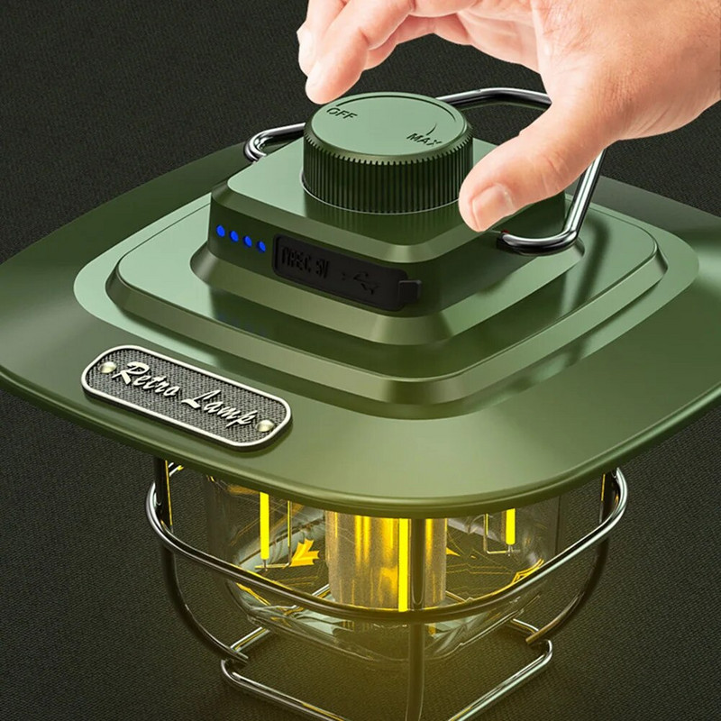 LED dekorativna viseća svjetla Vodootporna retro rasvjeta za kampiranje Tip-c Punjenje s kukom Indikator baterije za putovanja na otvorenom