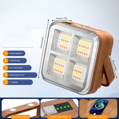 Stovyklavietės palapinės lempa saulės prožektorių šviesa lauko LED reflektorius prožektorius įkraunamas prožektorius statybinių lempų remonto apšvietimas