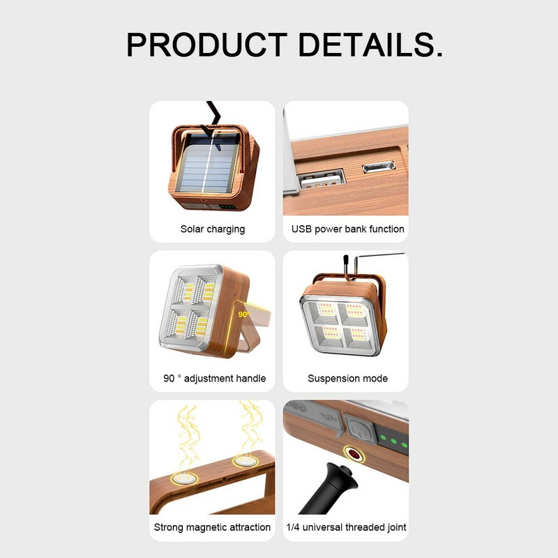 Stovyklavietės palapinės lempa saulės prožektorių šviesa lauko LED reflektorius prožektorius įkraunamas prožektorius statybinių lempų remonto apšvietimas