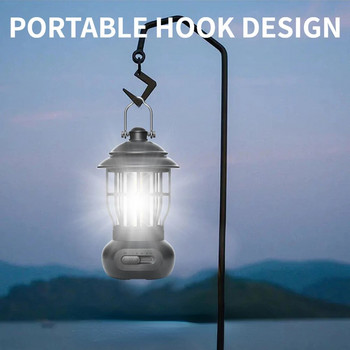Винтидж фенер за къмпинг Захранван от батерии Преносима водоустойчива светлина за палатка Ръчна лампа за кон Външно околно осветление за риболов