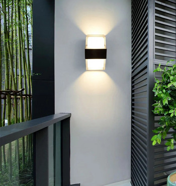 Външно осветление Водоустойчива градинска ограда Веранда Врата Вътрешен двор Балкон Външен декор Лампа Домашна алуминиева външна LED стенна лампа
