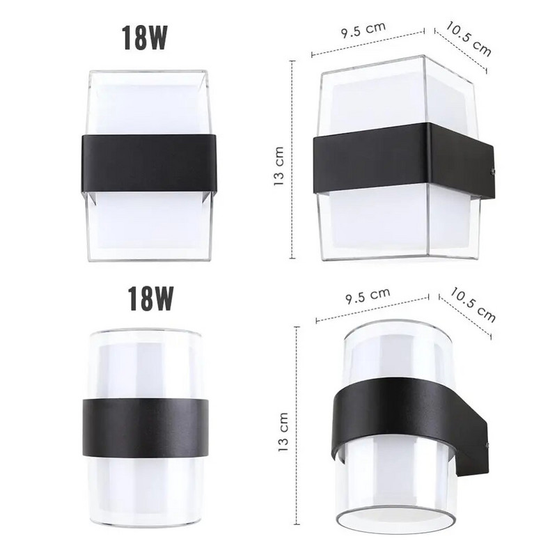 Iluminat în aer liber Gard de grădină rezistent la apă Ușă de verandă Curte Balcon Lampă decor exterior Acasă Aluminiu Lampă de perete LED de exterior