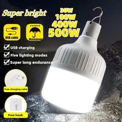 500W USB акумулаторна LED аварийна лампа Външни преносими фенери Аварийна лампа Крушка Батерия Фенер Барбекю Къмпинг светлина