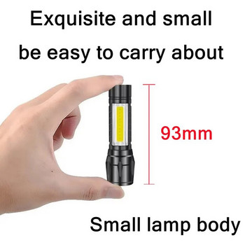 Muunnn Φορητό LED 3 Λειτουργιών Επαναφορτιζόμενο Ζουμ Φως Φακός LED Φακός Φακός XPE COB με αδιάβροχο φως κάμπινγκ