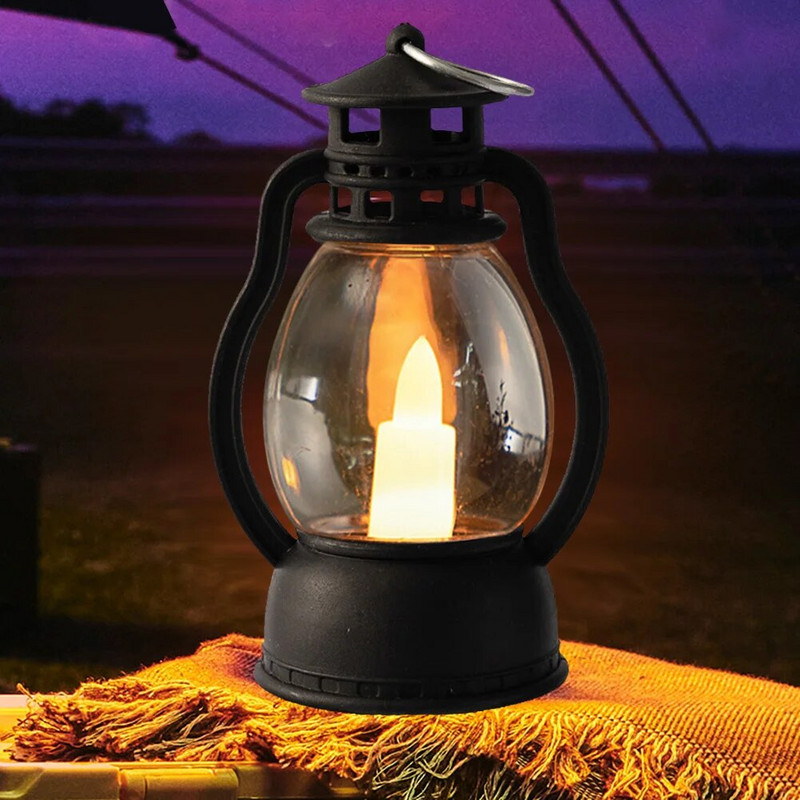 Retro elektronička svjetiljka za svijeće, besplamenska LED uljanica, mini prijenosna svjetiljka za svijeće, viseća lampa, božićno uređenje doma