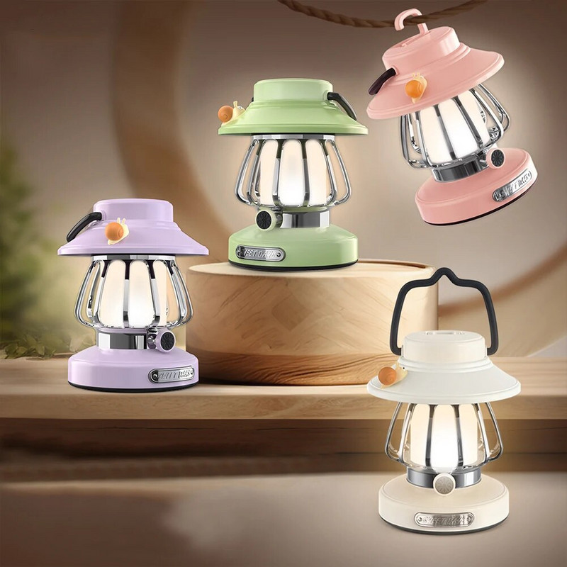 Slatka baterijska svjetiljka u obliku puža tipa C Punjenje, viseća, kreativna svjetiljka, bezstupanjsko prigušivanje s kukicom, 3 načina osvjetljenja za planinarenje, penjanje na dvorištu