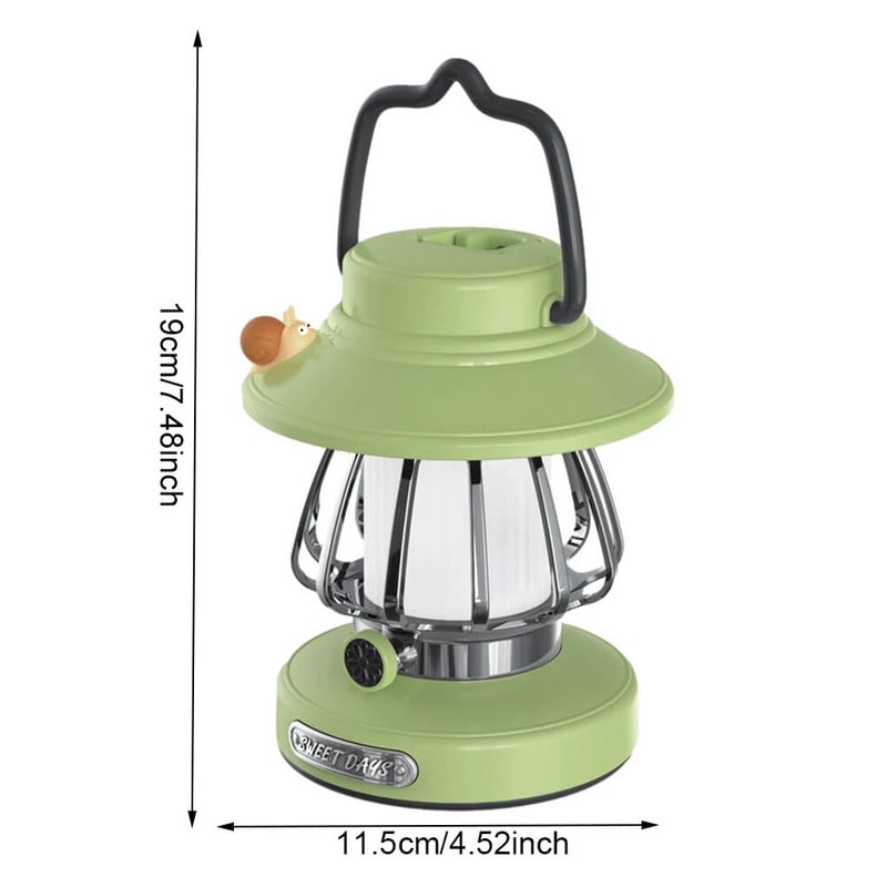 Slatka baterijska svjetiljka u obliku puža tipa C Punjenje, viseća, kreativna svjetiljka, bezstupanjsko prigušivanje s kukicom, 3 načina osvjetljenja za planinarenje, penjanje na dvorištu