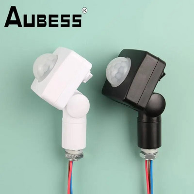 Aubess AC85-265V IP65 mozgásérzékelő állítható PIR kapcsoló Ultravékony LED-es világítás PIR vízálló kültéri mozgásérzékelő kapcsoló