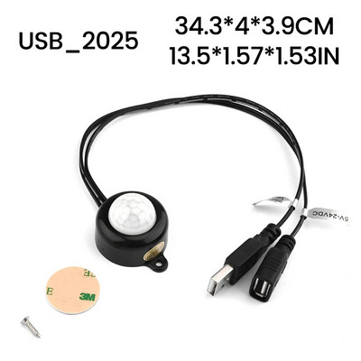 USB/DC infracrveni PIR prekidač za senzor pokreta za tijelo DC5V 12V 24V Detektor senzora ljudskog pokreta 5A Prekidač za LED svjetlo od 120 stupnjeva