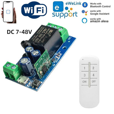 WenQia Ewelink WiFi nutikas kodu lüliti 2,4 GHz DC 12 V 24 V kuiv kontaktrelee kaugjuhtimispuldi ajastusmoodul, Alexa Google`i kodutugi