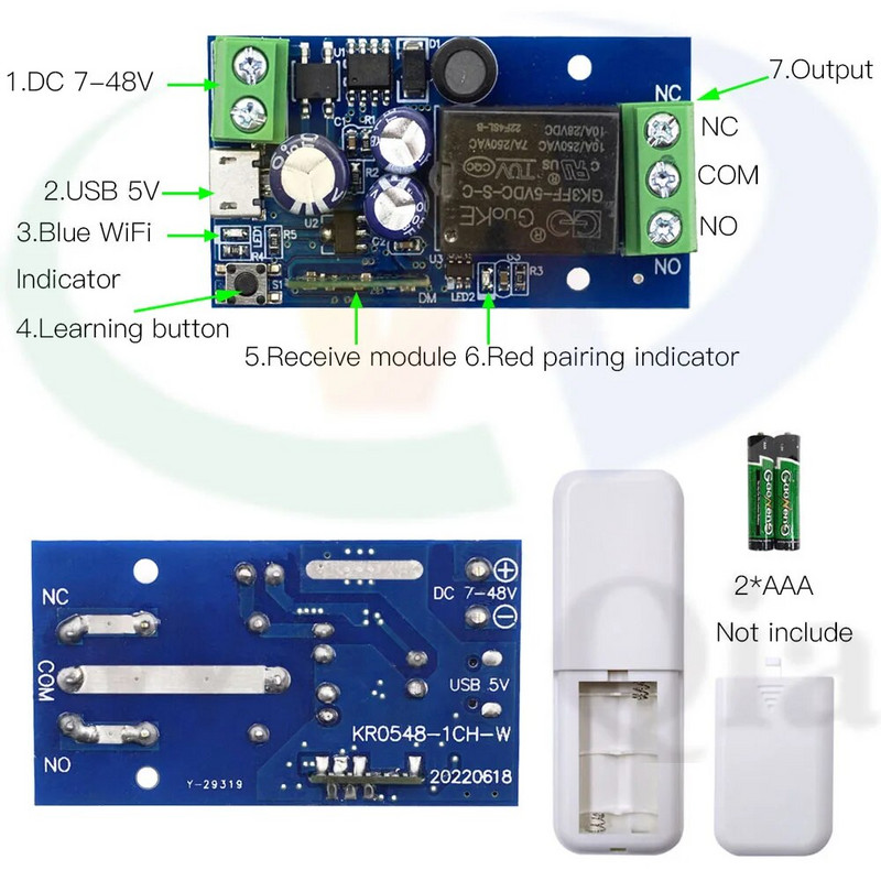 WenQia Ewelink WiFi nutikas kodu lüliti 2,4 GHz DC 12 V 24 V kuiv kontaktrelee kaugjuhtimispuldi ajastusmoodul, Alexa Google`i kodutugi