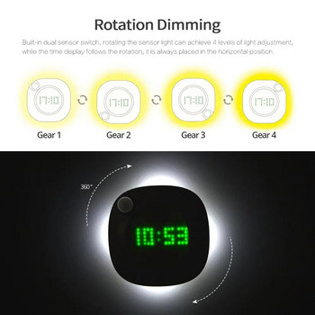 USB Μοντέρνας σχεδίασης Ψηφιακό Φωτιστικό Ρολογιού LED PIR Αισθητήρας κίνησης Ρολόι τοίχου Φωτιστικό Μαγνητικό Τουαλέτα Μελέτη Νυχτερινής Διακόσμησης